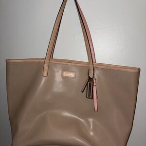 Coach Beige and Pink Leather Tote
